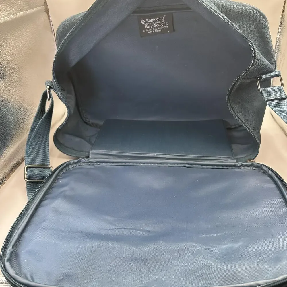 Vintage 80s Samsonite Easy Going II Crossbody Bag Blue Travel Adjustable Strap
